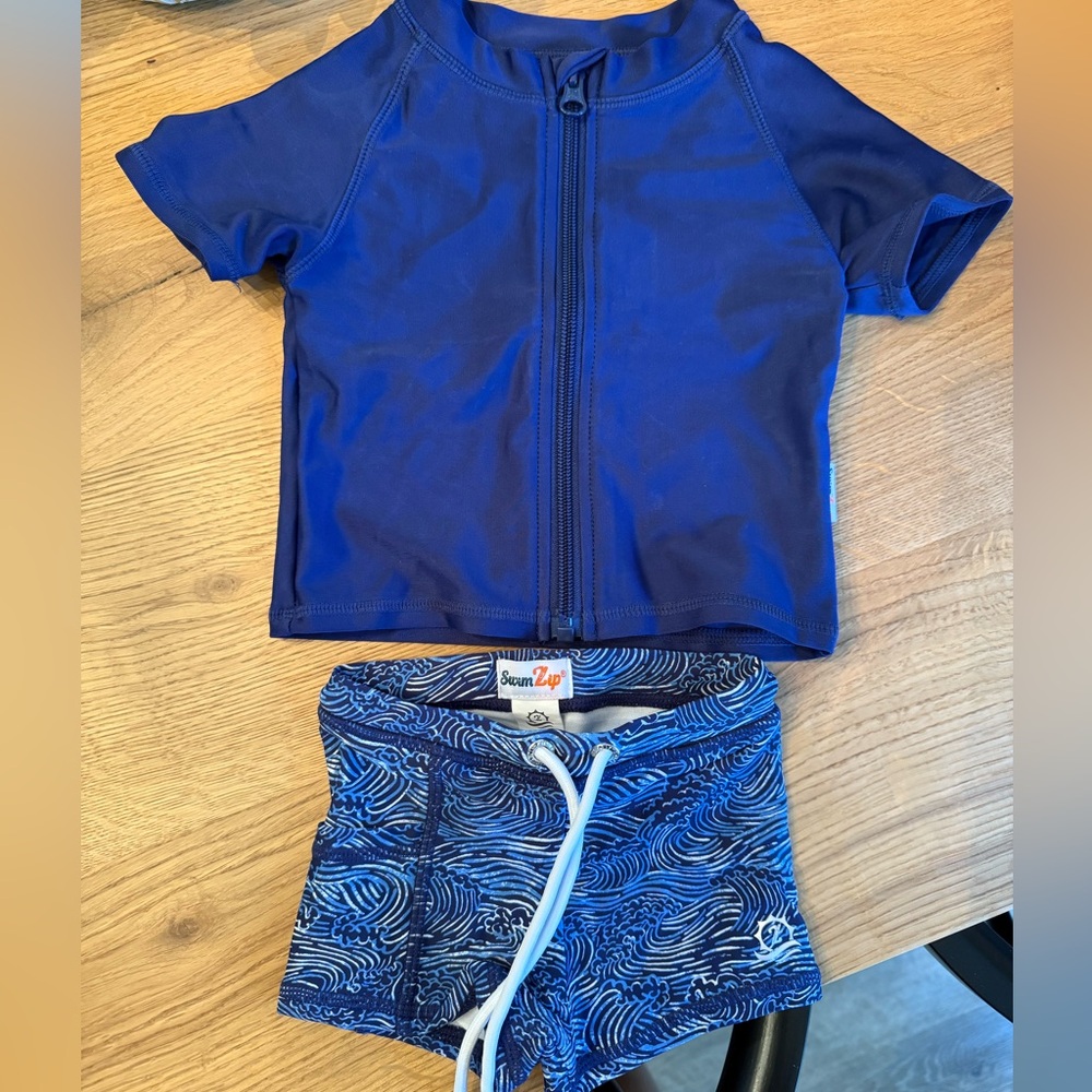 [like new] SwimZip Euro Short and Rash Guard Set (6-12mo, UPF 50+)